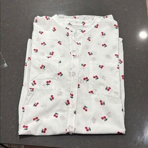 White Shirt Dress with Red Floral Print